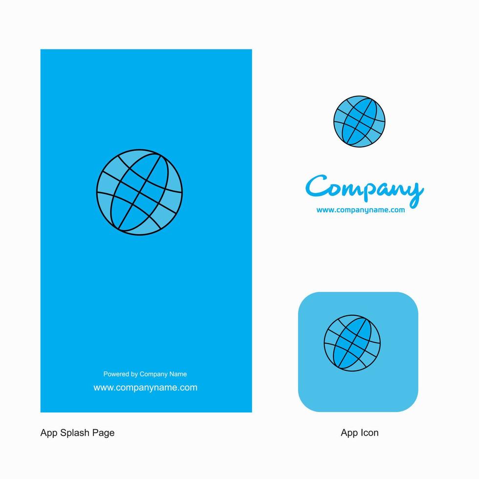 Globus-Firmenlogo-App-Symbol und Splash-Page-Design kreative Business-App-Designelemente vektor