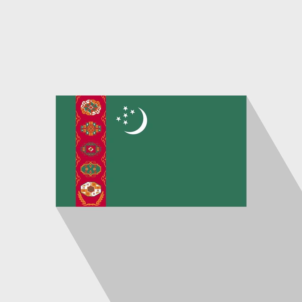 turkmenistan flagga lång skugga design vektor