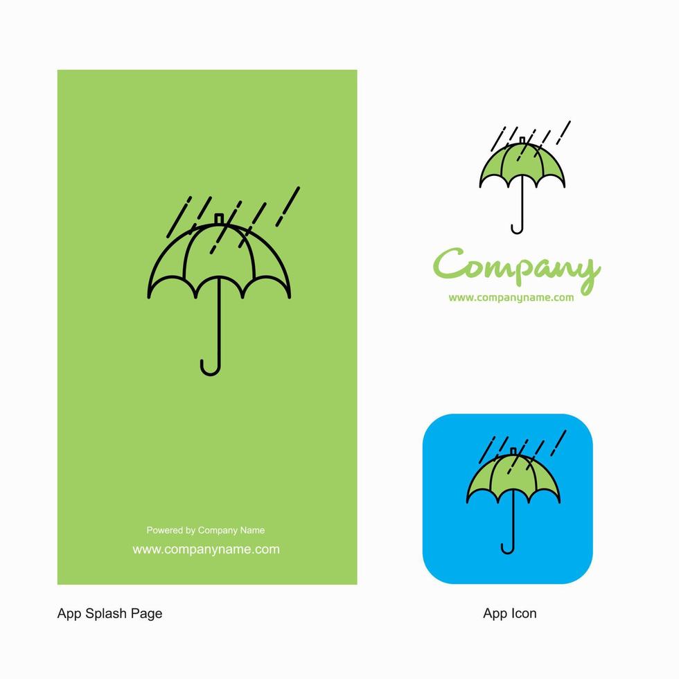 regnar och paraply företag logotyp app ikon och stänk sida design kreativ företag app design element vektor