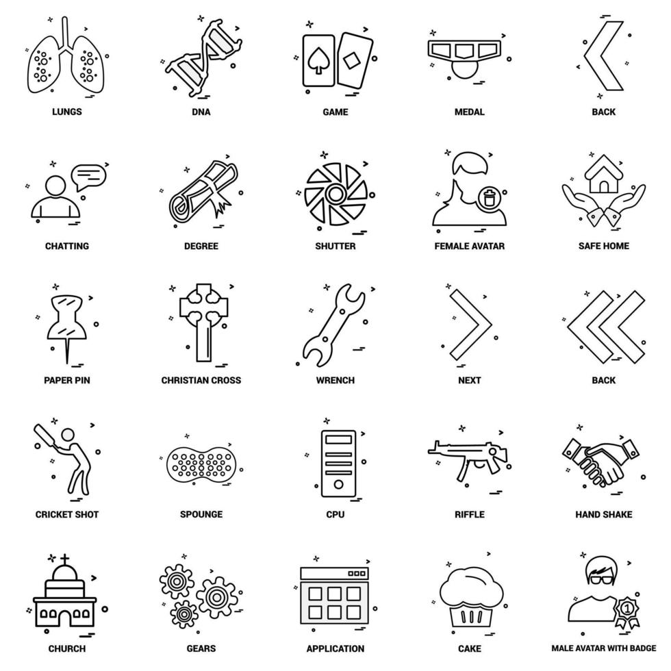 25 Business-Konzept-Mix-Linie-Icon-Set vektor