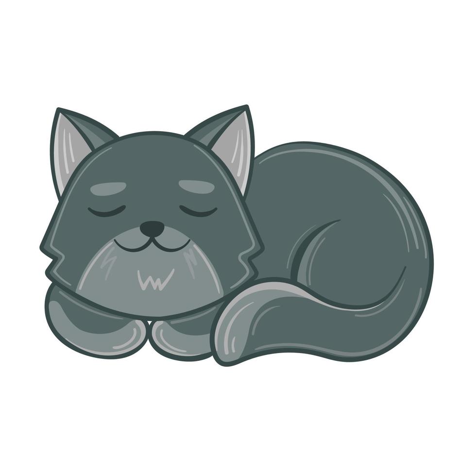 vektor illustration söt grå husdjur katt sova.