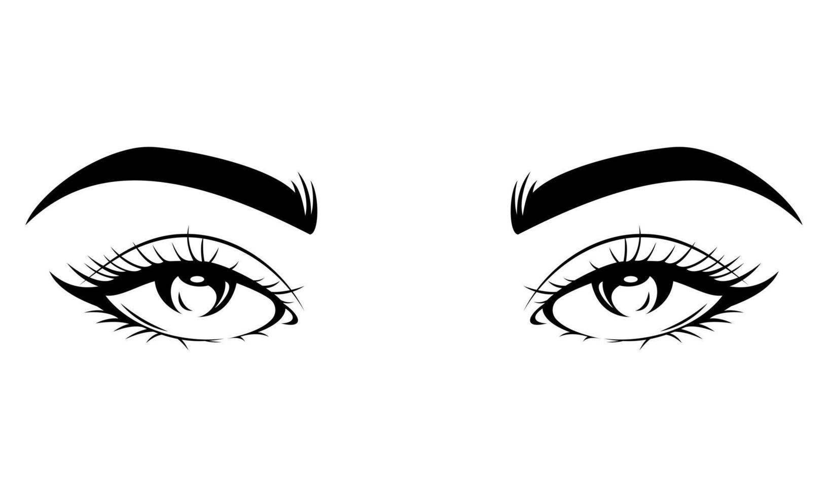 svart och vit flickans ögon, ögonfransar och ögonbryn - flickans ögon silhuett konst vektor