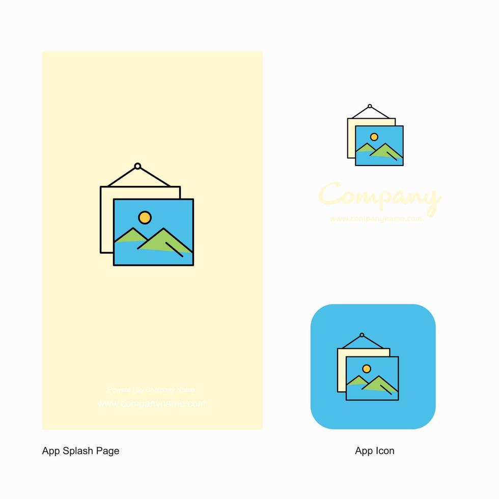 Bildrahmen Firmenlogo App-Symbol und Splash-Page-Design kreative Business-App-Designelemente vektor