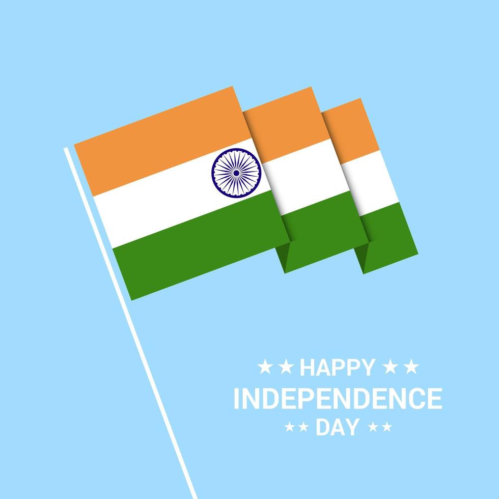 Indien oberoende dag typografisk design med flagga vektor