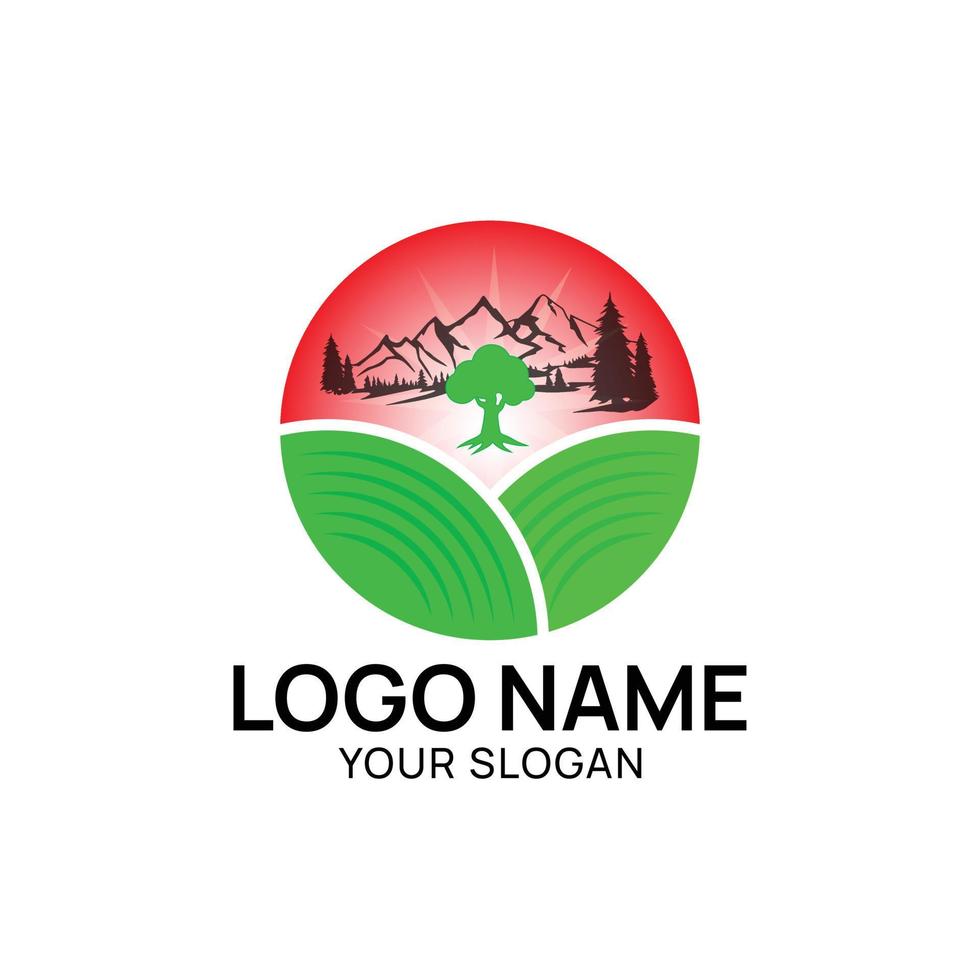 naturlig, berg och skog årgång logotyp vektor