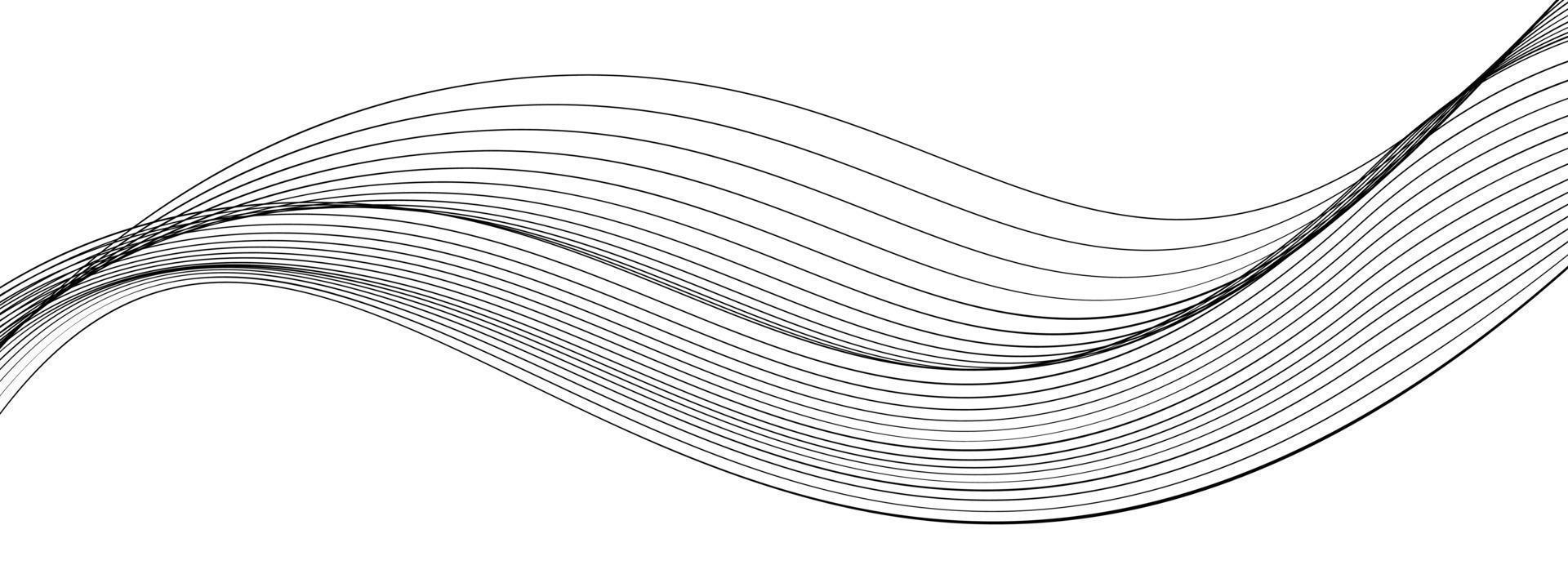 kurva Vinka sömlös mönster. tunn linje vågig abstrakt vektor bakgrund. linje konst randig grafisk mall. vektor illustration