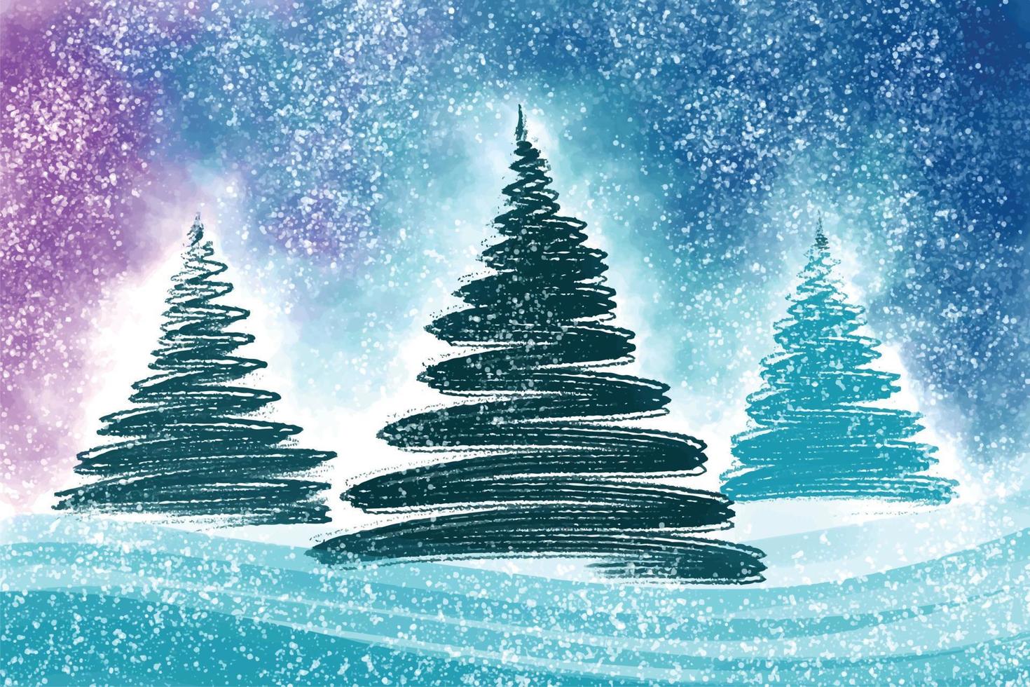 Weihnachtswinterlandschaft des Weihnachtsbaumkartenhintergrundes des kalten Wetters vektor