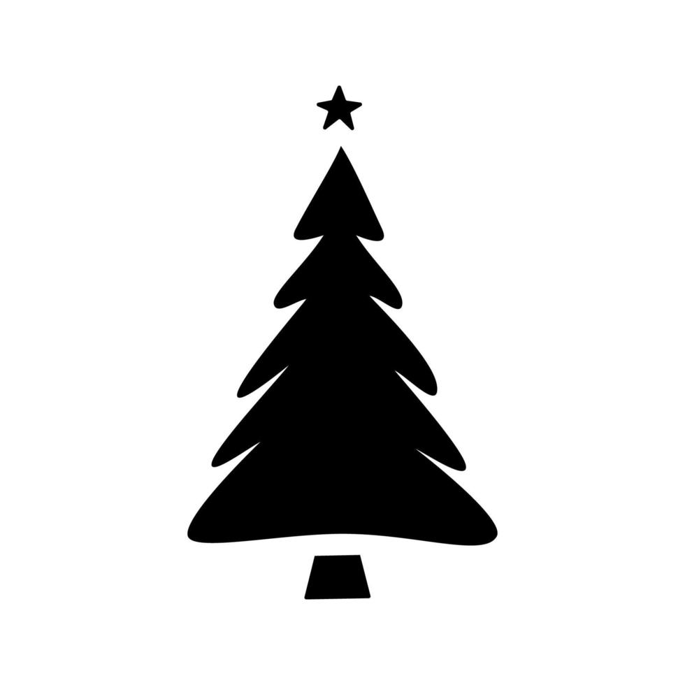 flache handgezeichnete weihnachtsbaum-silhouette-illustration vektor