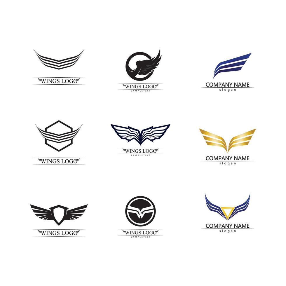 vingar svart ikoner vektor uppsättning. modern minimalistisk design.