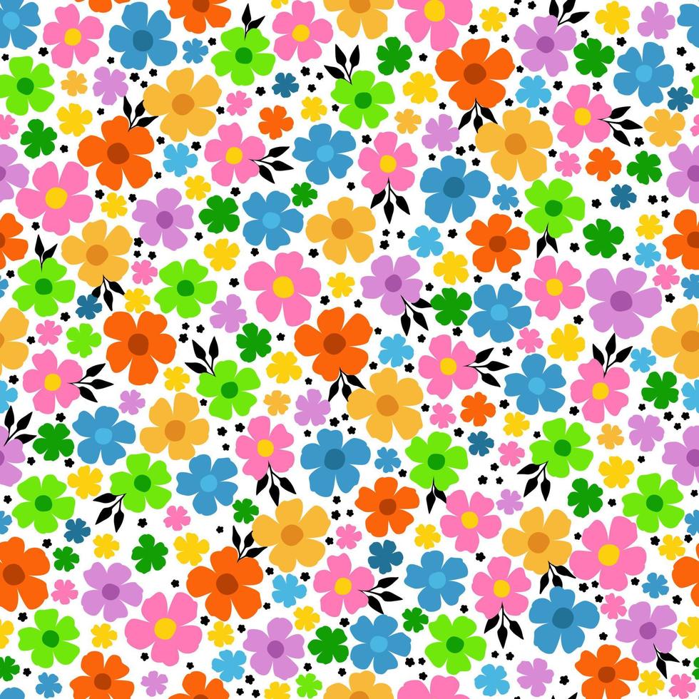 nahtloses abstraktes Muster mit Blumen und Blättern. helle Blumenillustration vektor