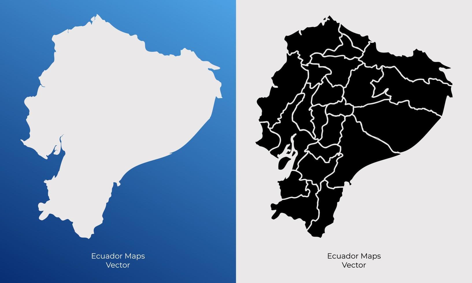 Sammlung von Silhouetten-Ecuador-Karten-Designvektoren. Silhouette Ecuador Karten Vektor