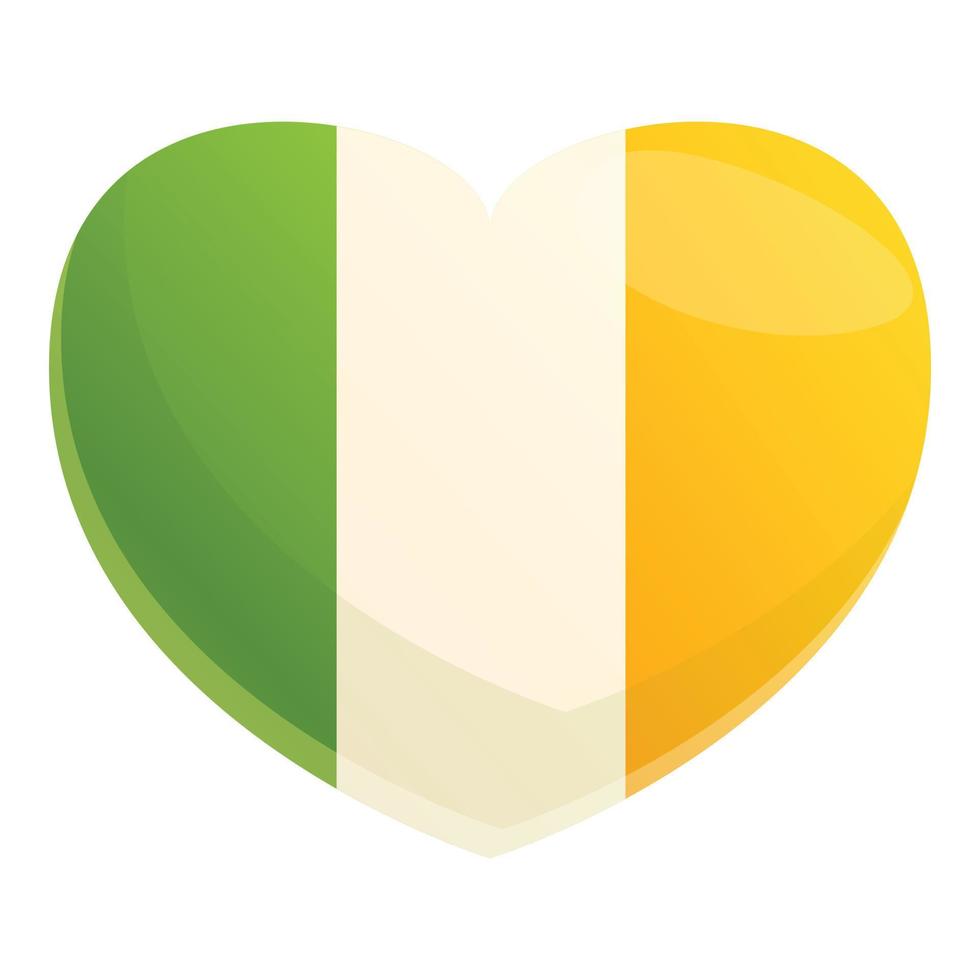 irland hjärta flagga ikon, tecknad serie stil vektor