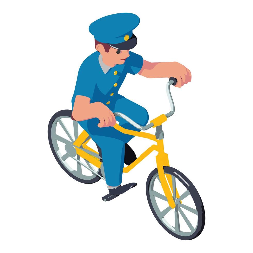 postman ride bike icon, isometrischer stil vektor