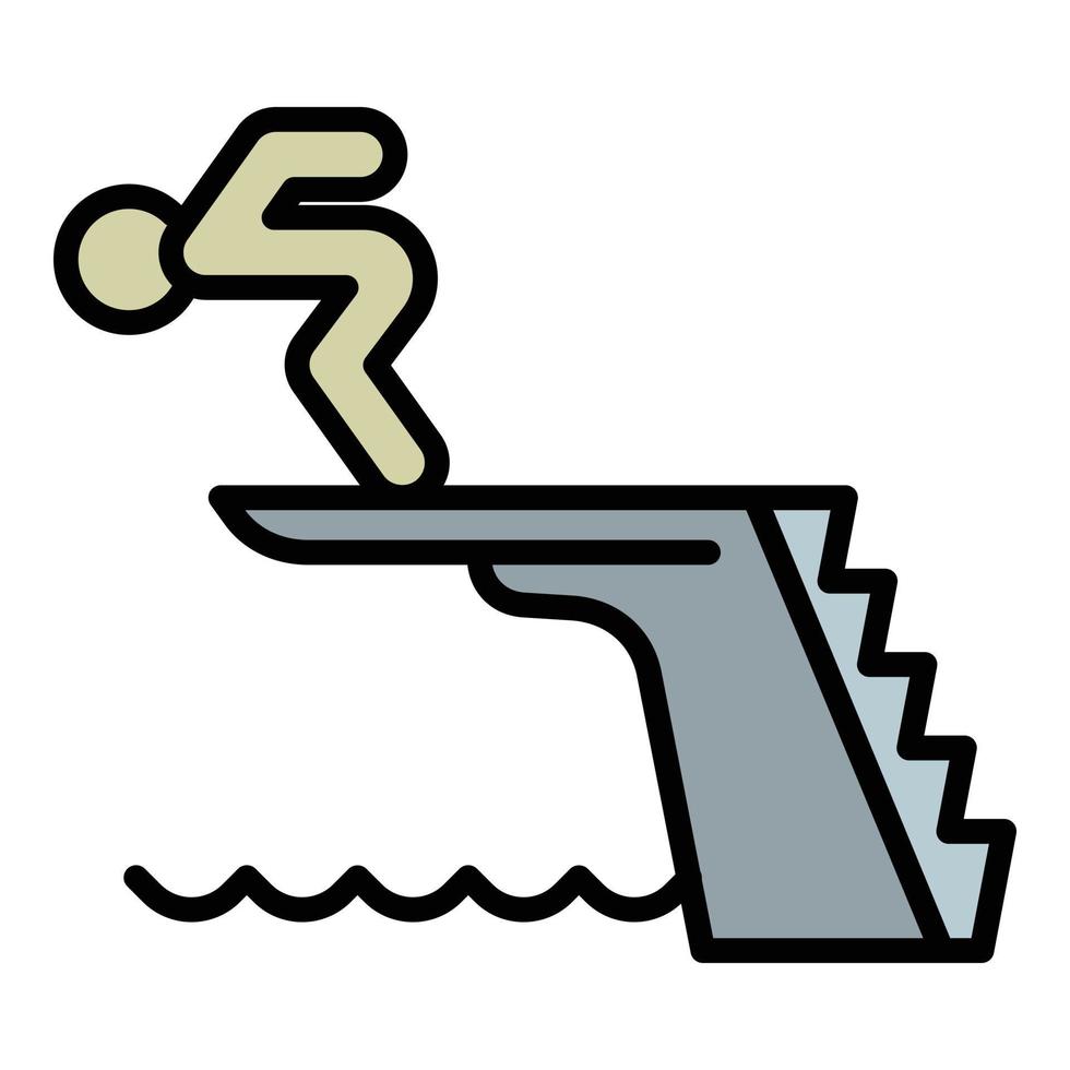 Mann springt in Pool-Symbol, Umrissstil vektor