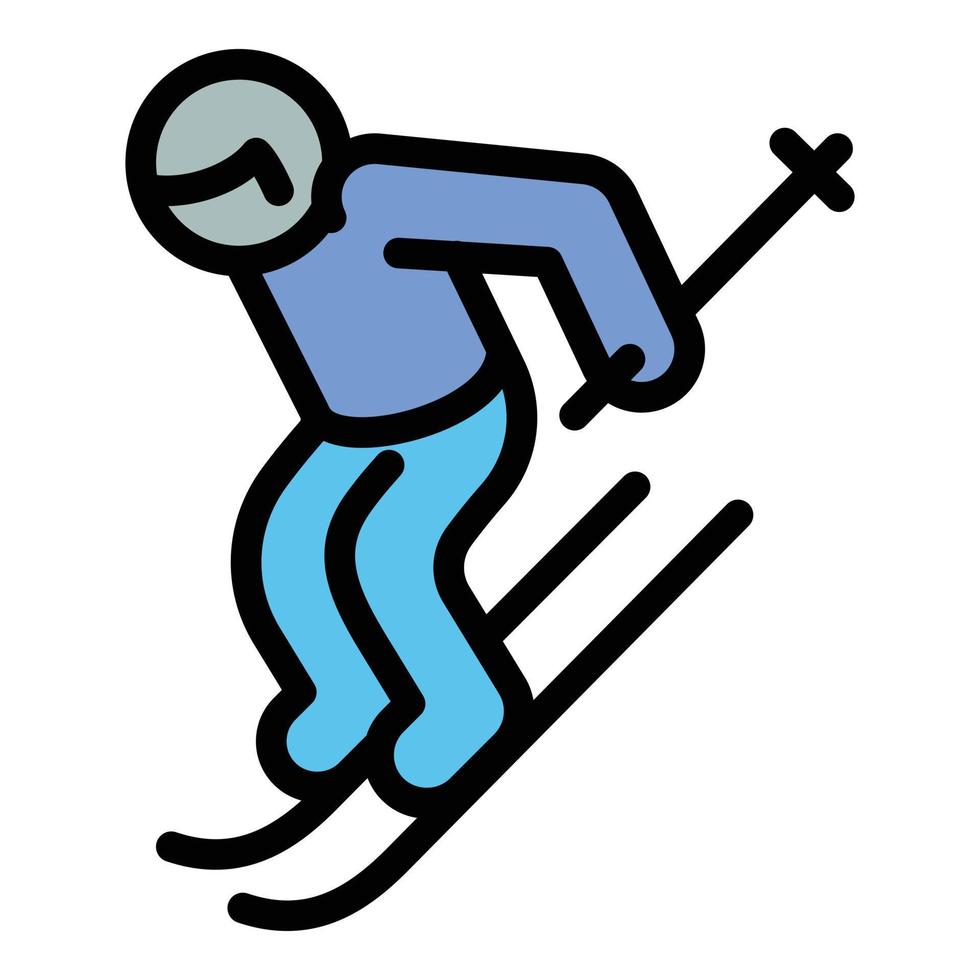 professionell skidåkare ikon, översikt stil vektor