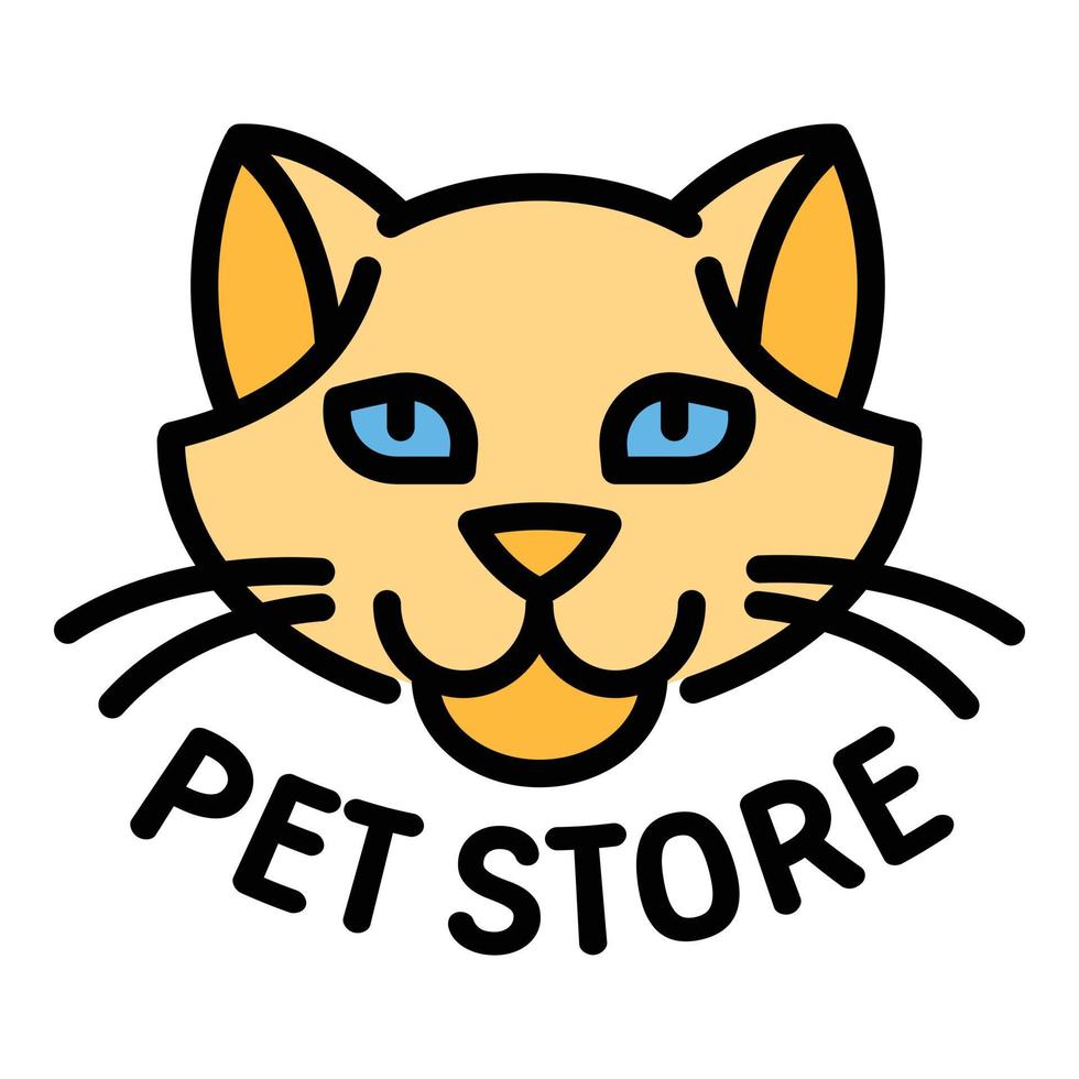 Tierhandlung Katzenkopf-Logo, Umrissstil vektor