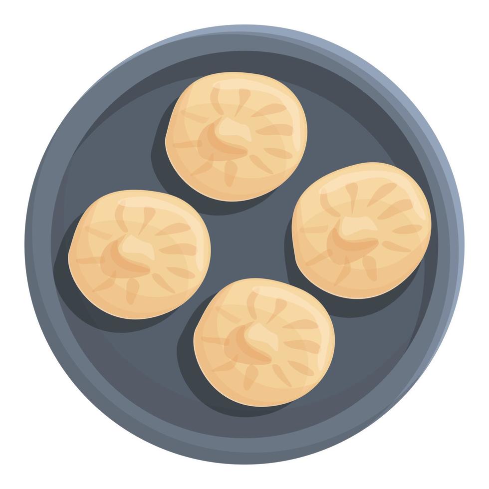 Draufsicht Baozi-Symbol Cartoon-Vektor. Dao-Brötchen vektor