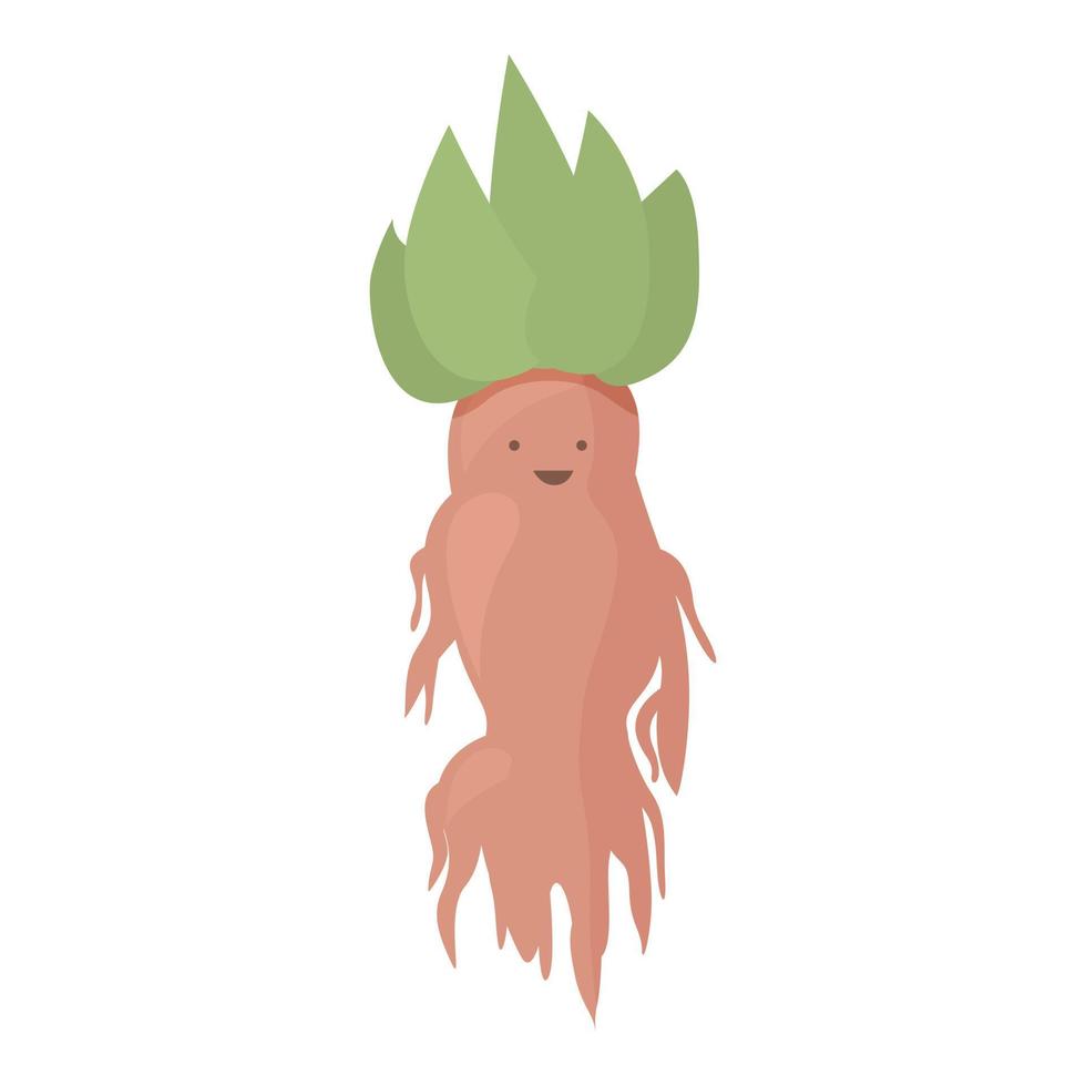 grüner Mandrake-Symbol-Cartoon-Vektor. Kräuterpflanze vektor