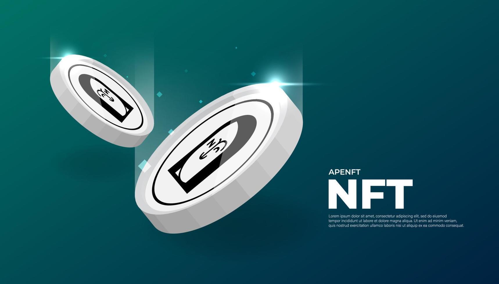 apenft nft Coin Kryptowährungskonzept Banner. vektor