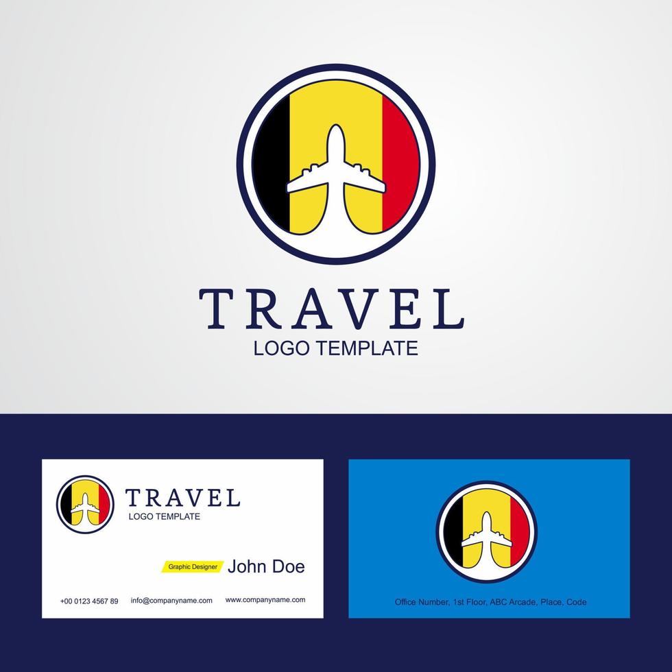 reise belgien kreatives kreisflaggenlogo und visitenkartendesign vektor