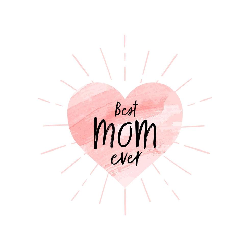 bäst mamma någonsin text på rosa hjärta form isolerat på vit bakgrund. mödrar dag. vektor
