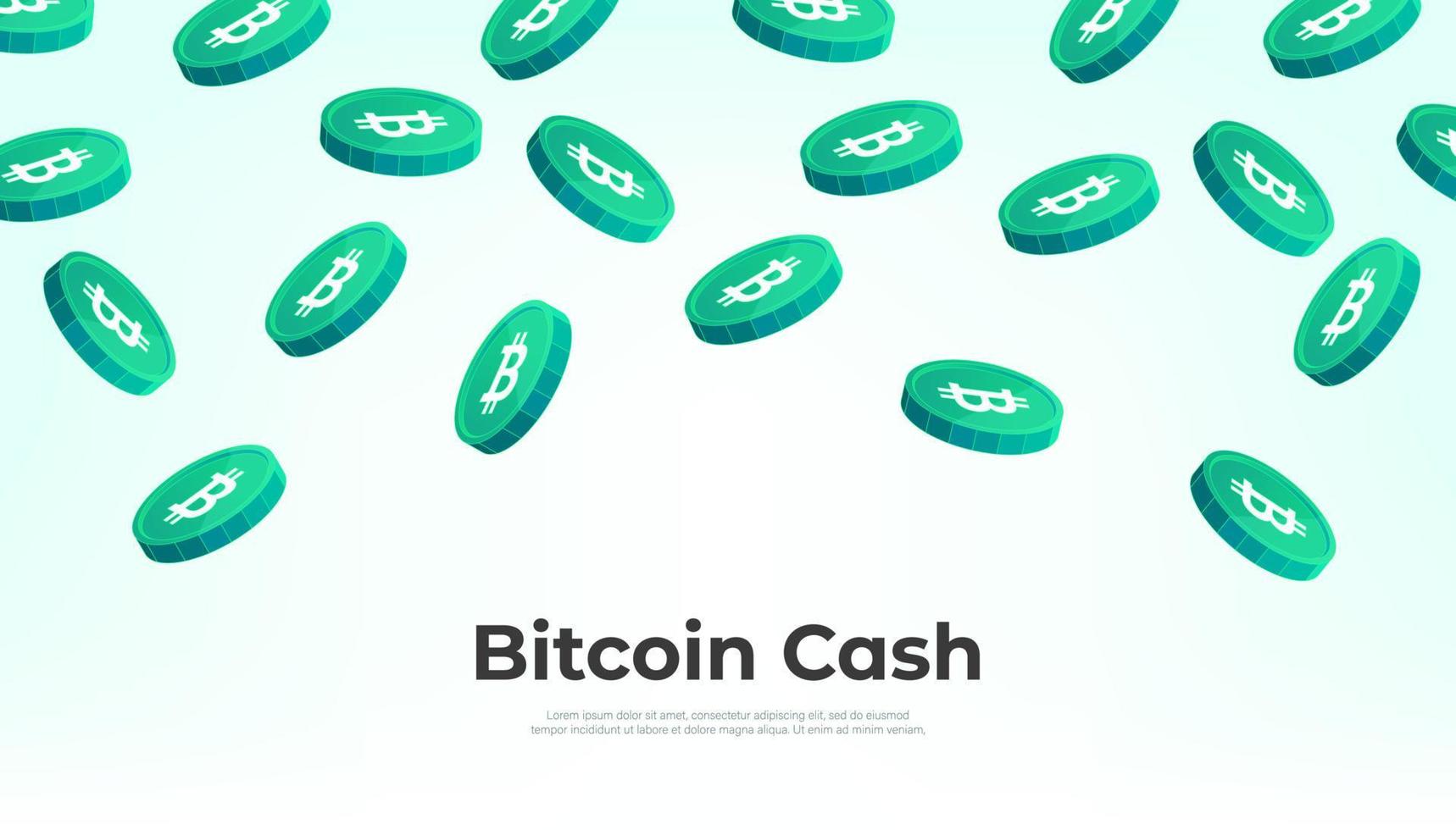 Bitcoin-Geldmünze, die vom Himmel fällt. bch kryptowährungskonzept banner hintergrund. vektor