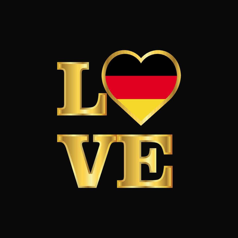 kärlek typografi Tyskland flagga design vektor guld text