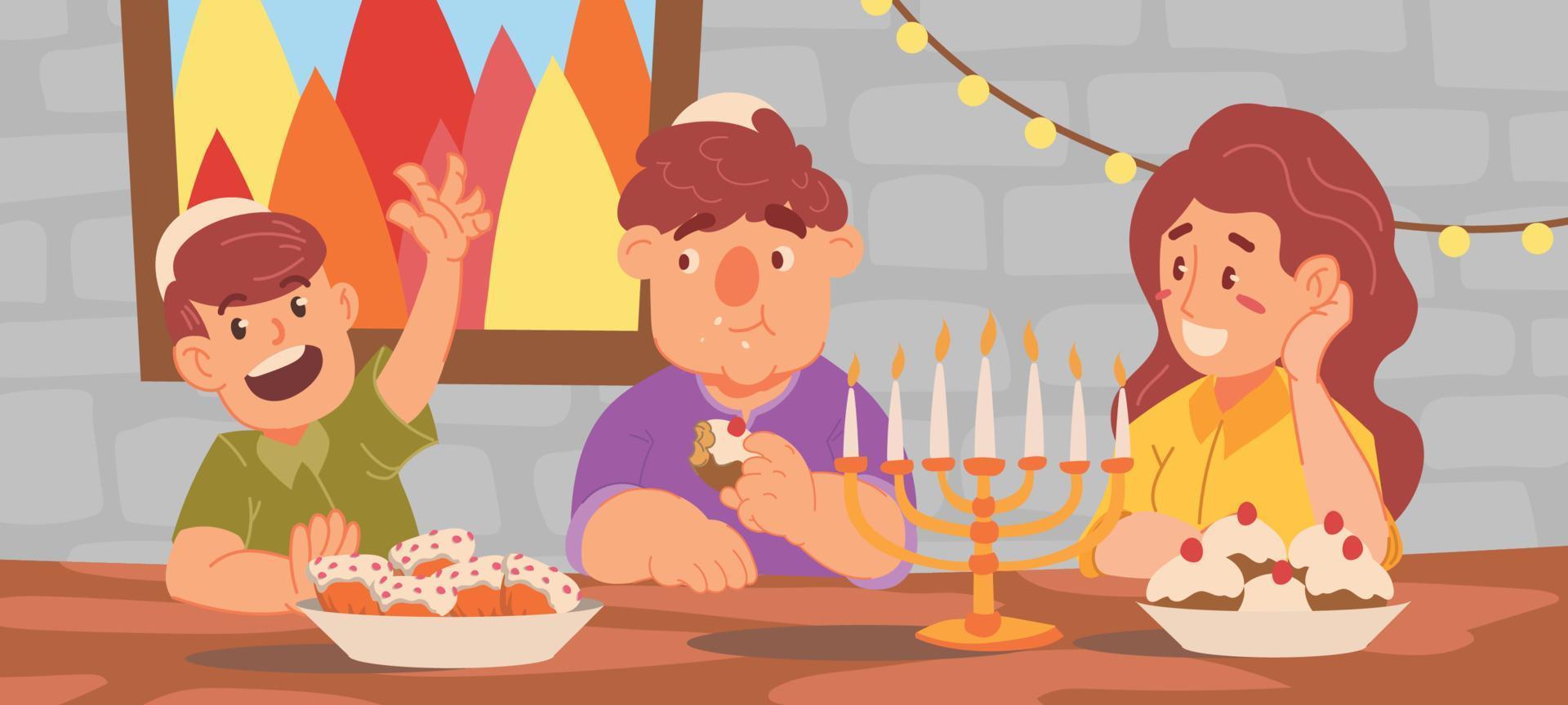 familj njuter hannukah vektor