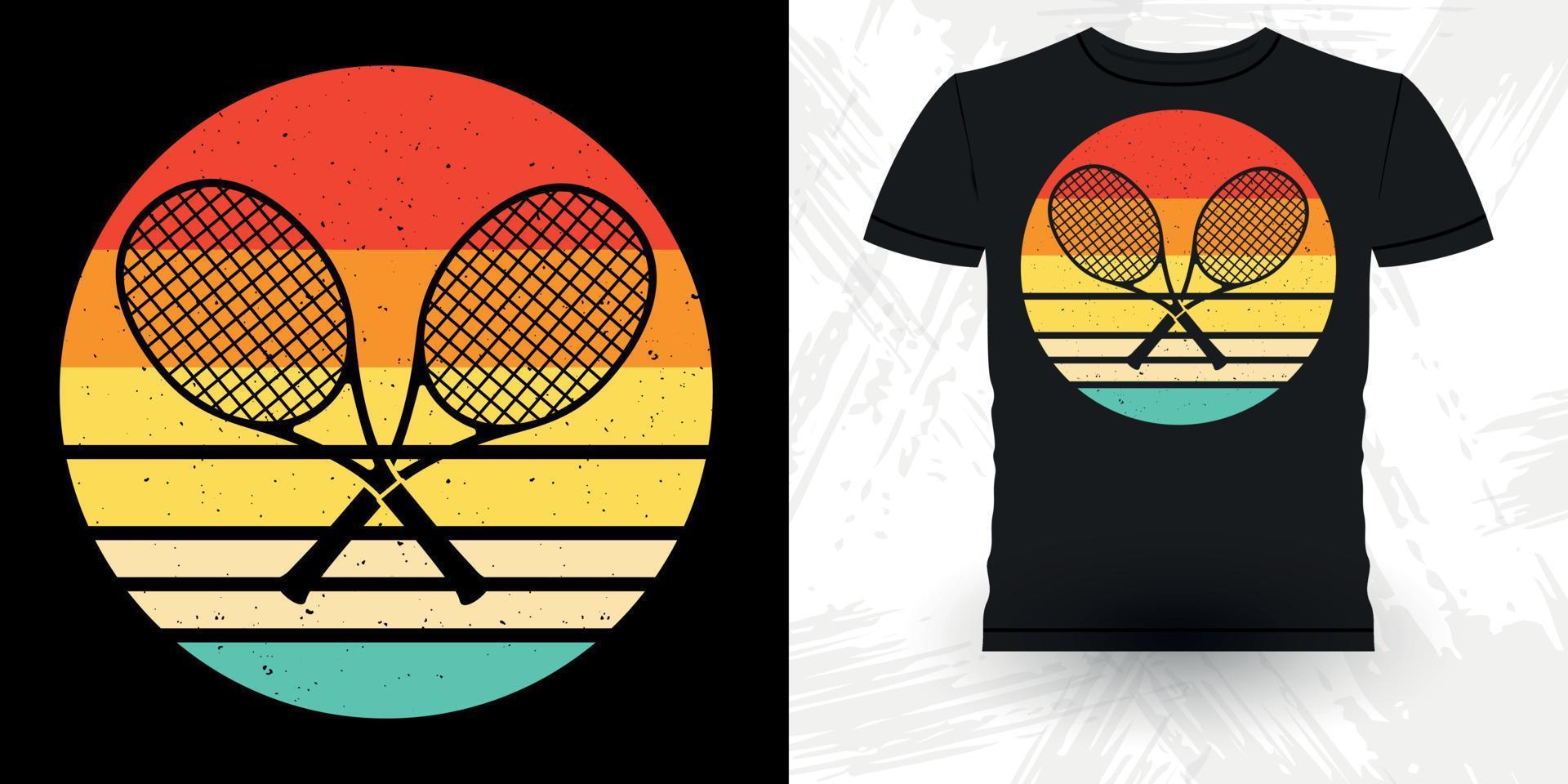 Tennisspieler der Männer Frauen lustiger retro Vintager Tennis-T - Shirtentwurf vektor