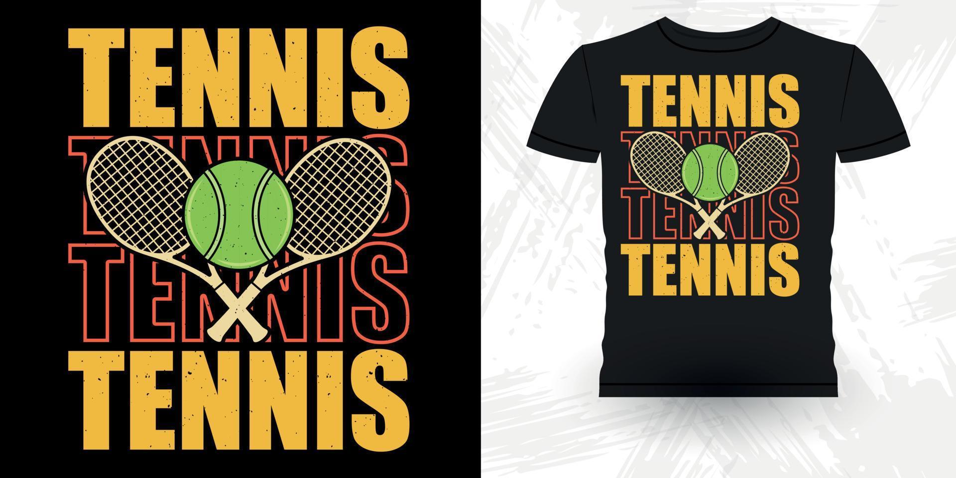 tennis fläktar rolig tennis spelare retro årgång tennis t-shirt design vektor