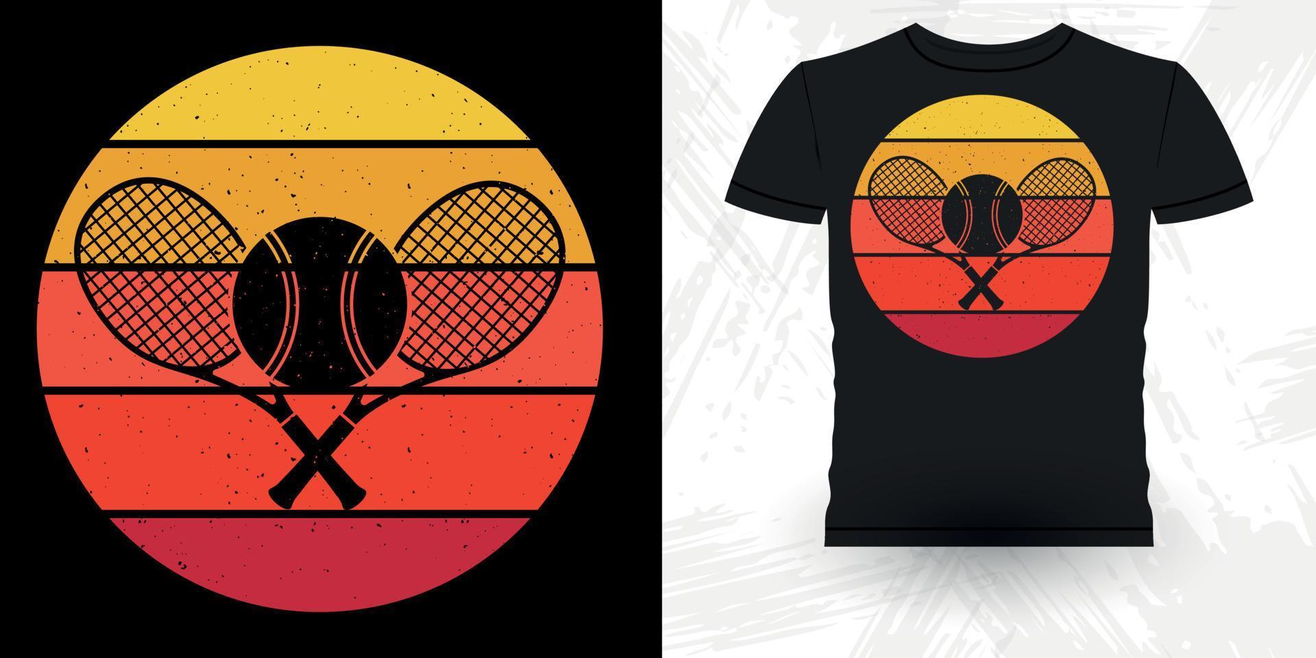 män kvinnor professionell tennis spelare rolig retro årgång tennis t-shirt design vektor