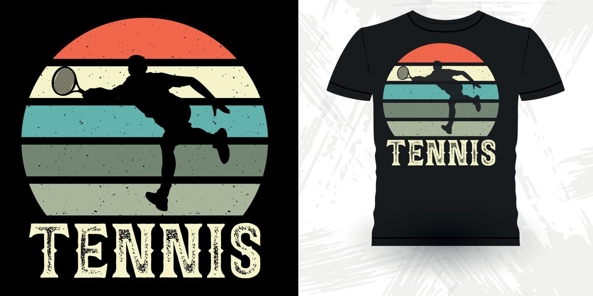 Tennisspieler der Männer Frauen lustiger retro Vintager Tennis-T - Shirtentwurf vektor