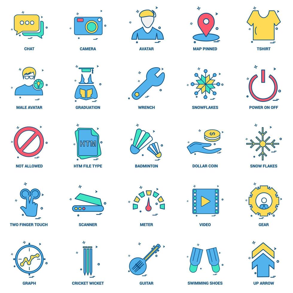 25 företag begrepp blanda platt Färg ikon uppsättning vektor