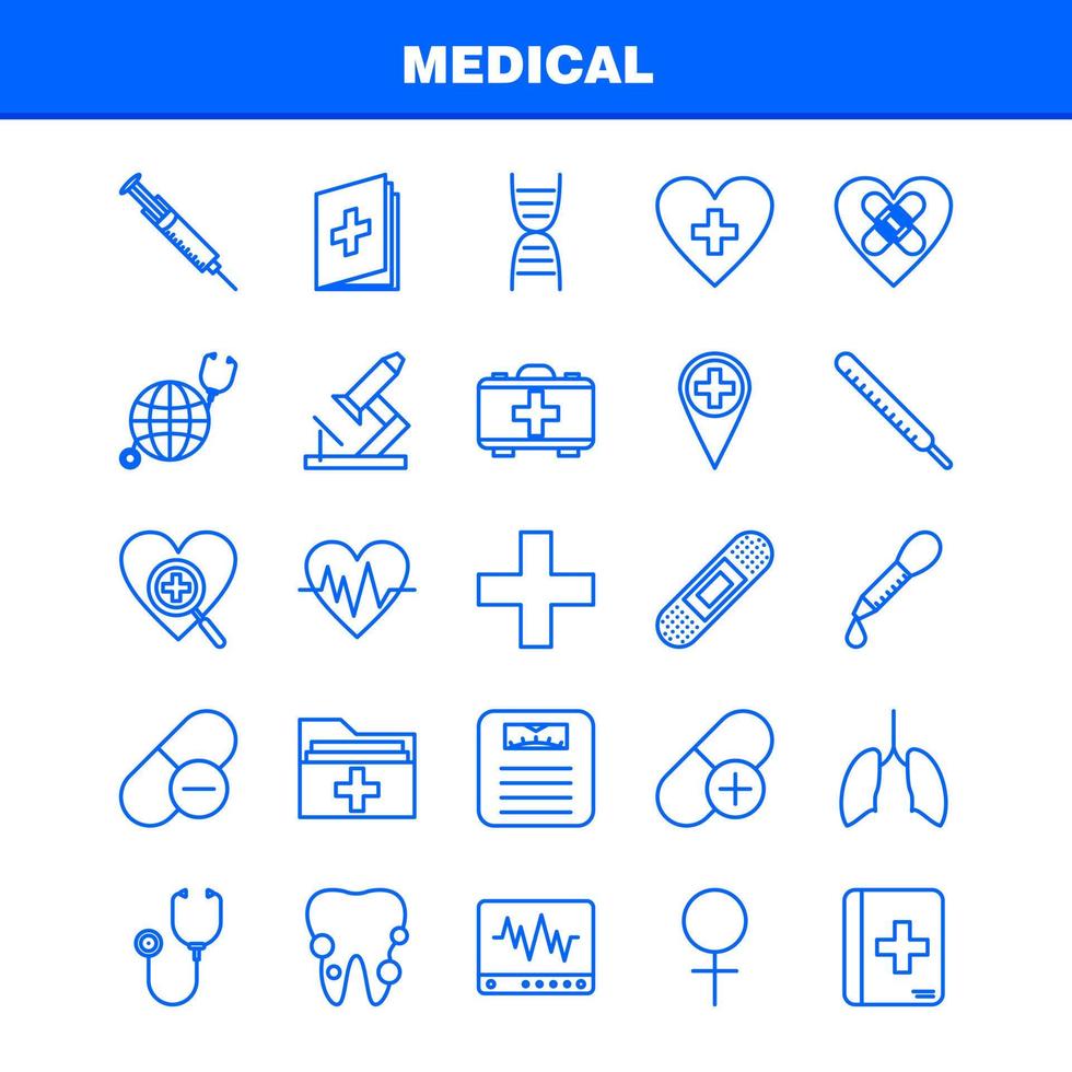 Medizinische Liniensymbole für Infografiken, mobiles Uxui-Kit und Druckdesign umfassen Zähne, Mund, Zahnarzt, medizinischer Blutdruck, Arzt, Arzt, Eps 10, Vektor