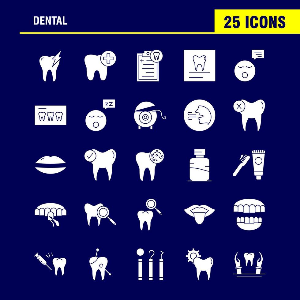 dental fast glyf ikoner uppsättning för infographics mobil uxui utrustning och skriva ut design inkludera dental tand smittad medicinsk tänder tandläkare rena tänder samling modern infographic logotyp och bild vektor