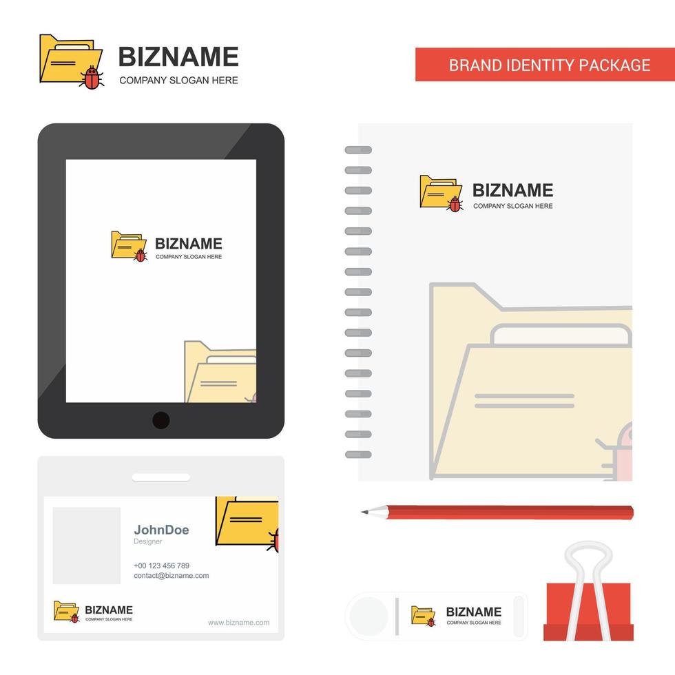 Infizierter Ordner Business Logo Tab App Tagebuch PVC Mitarbeiterkarte und USB-Marke stationäres Verpackungsdesign Vektorvorlage vektor