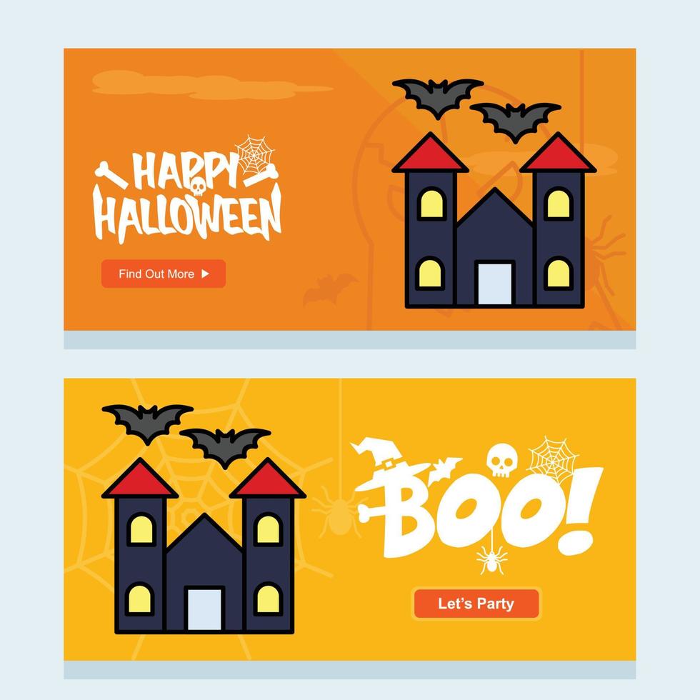 Lycklig halloween inbjudan design med jagade hus vektor