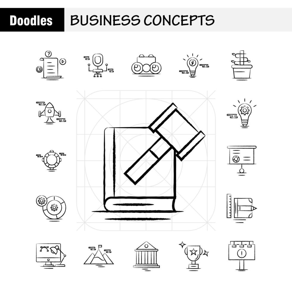 geschäftskonzepte handgezeichnete symbole für infografiken mobiles uxui-kit und druckdesign enthalten dokumentdatei text textdatei idee birne zielsammlung modernes infografik-logo und piktogramm vektor