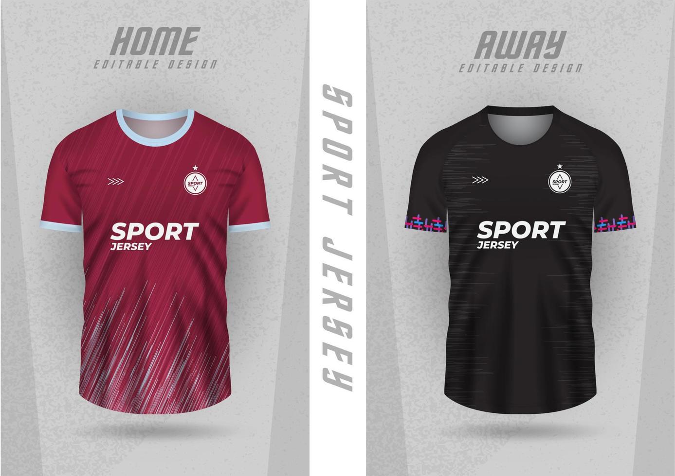 hintergrundmodell für sporttrikots, teamtrikots, clubtrikots, rote und schwarze streifen. vektor