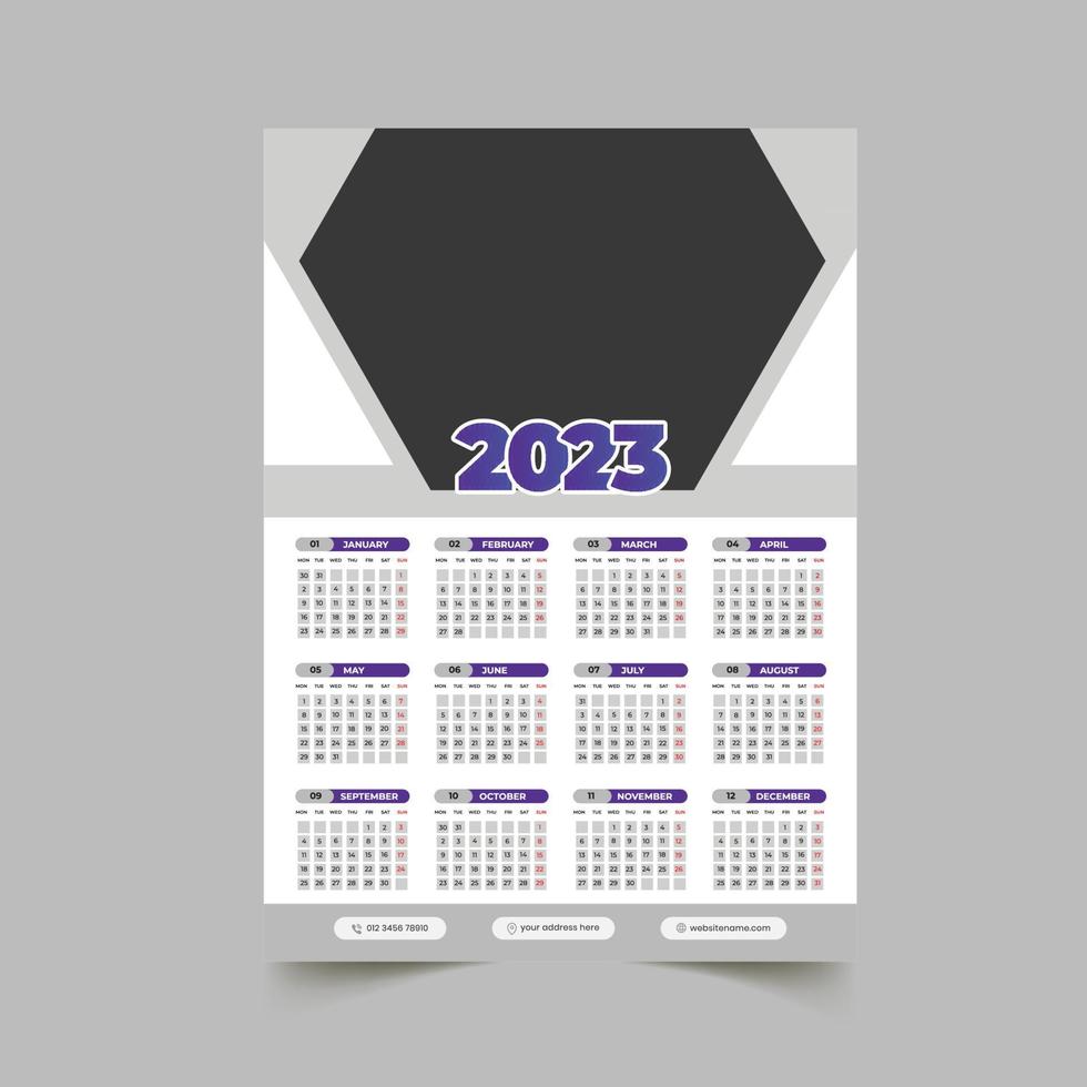 2023 vägg kalender design mall vektor