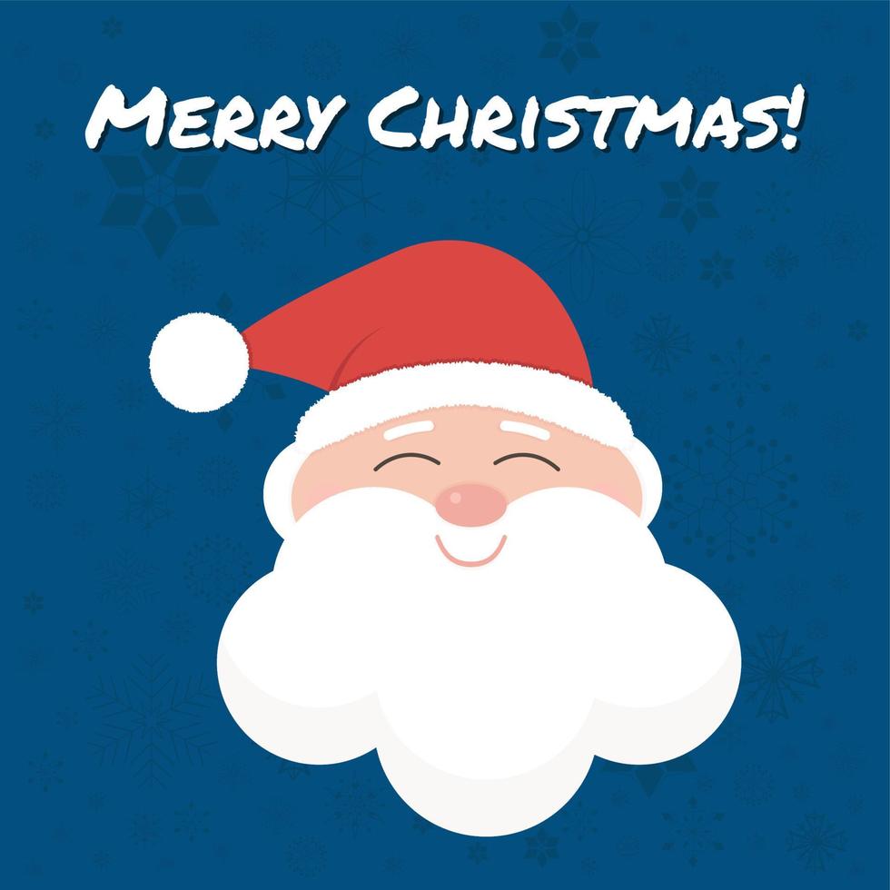 weihnachtskarte mit süßem lächelndem weihnachtsmann und text frohe weihnachten vektor