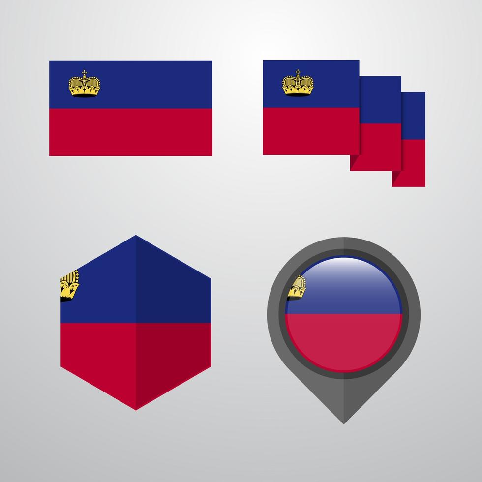 liechtenstein flagga design uppsättning vektor