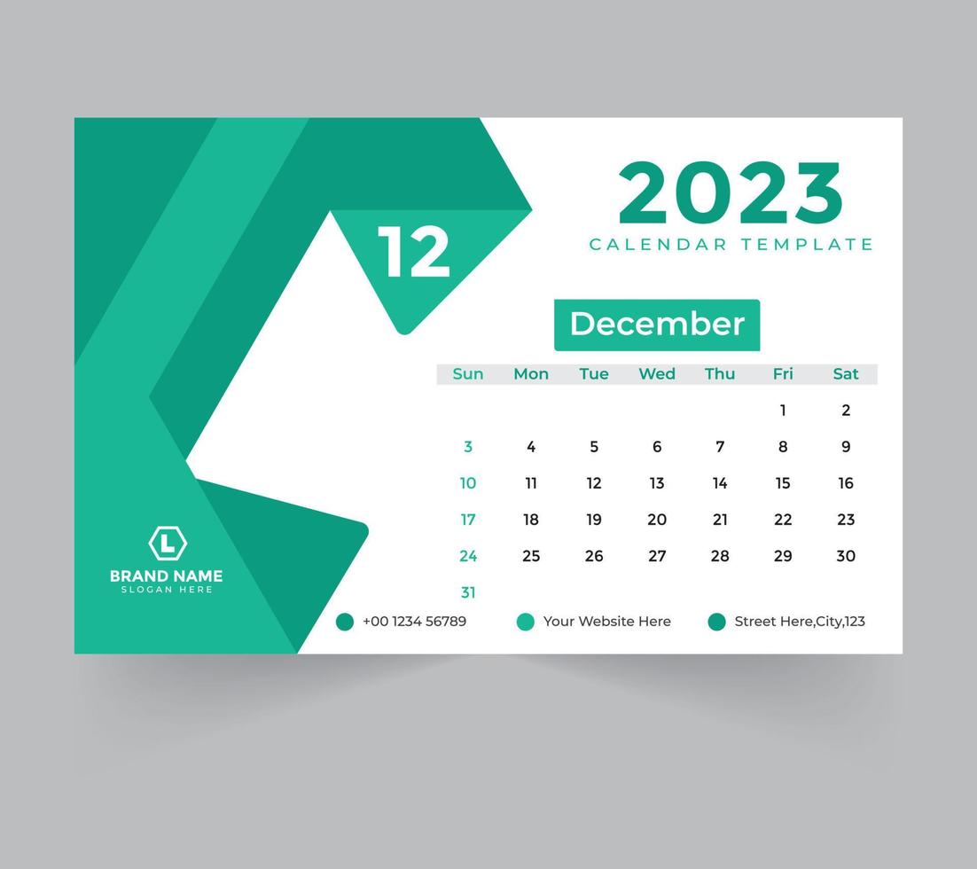 skrivbord kalender mall för ny år 2023 vektor