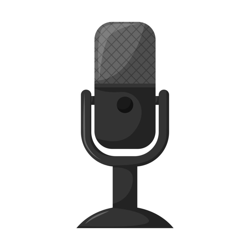 professionelles Studiomikrofon auf Ständer. Musikalische Audiogeräte für Podcasts, Gesang. flache vektorillustration lokalisiert auf weißem hintergrund vektor