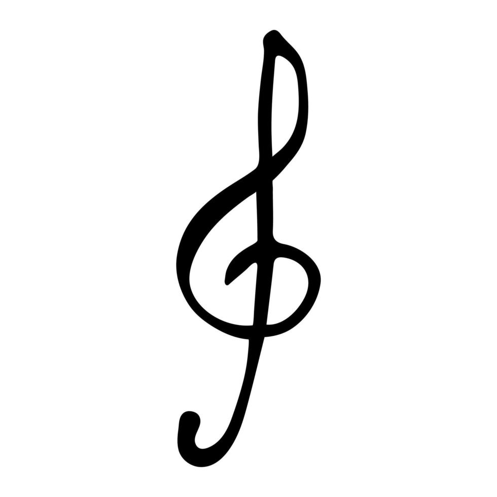 diskant klav klotter. hand dragen musikalisk symbol. enda element för skriva ut, webb, design, dekor, logotyp vektor