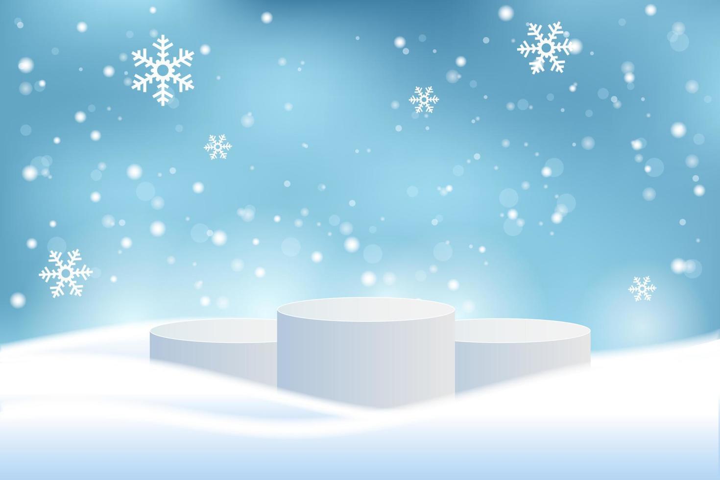 vinter- bakgrund mall med snö och podium vektor