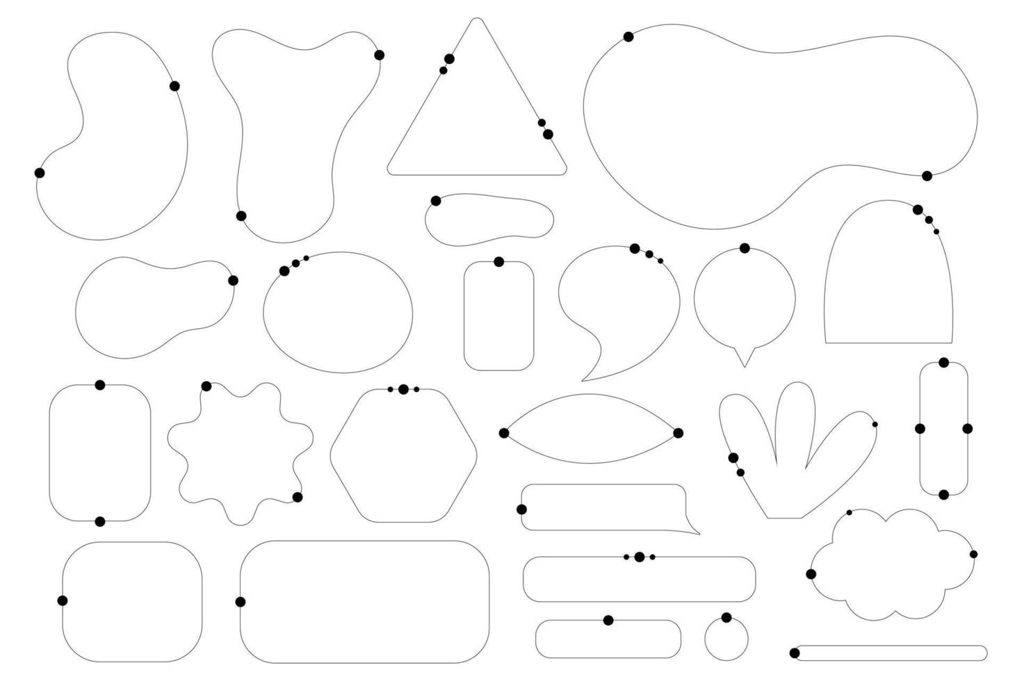 uppsättning minimalistisk modern tunn svart linje dekorativ ram. samling dekoration gräns översikt estetisk element med punkt. platt vektor linje konst