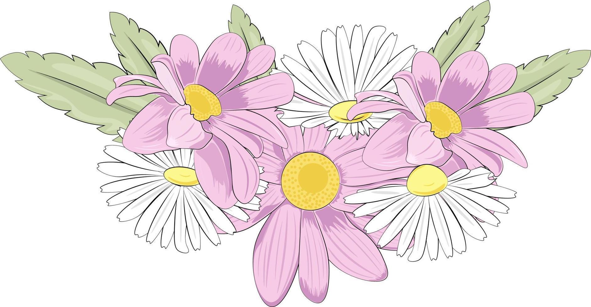 bakgrund med rosa och vit blommor vektor
