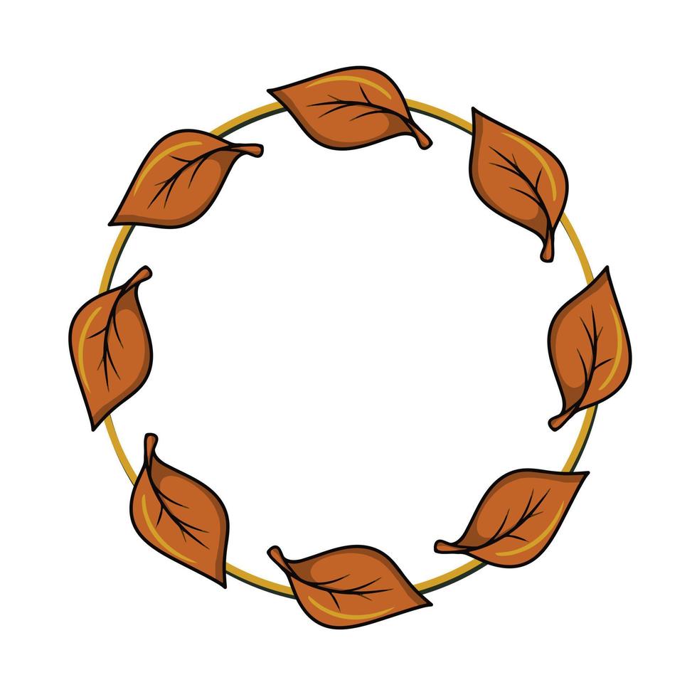 runda ram, ljus orange höst poppel blad, blad falla, kopia Plats, vektor illustration i tecknad serie stil på vit bakgrund