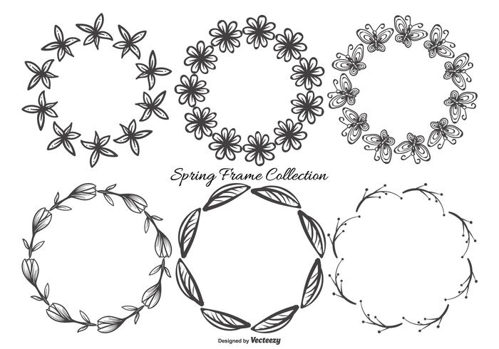 Nette Sketchy Frühling Frames Sammlung vektor